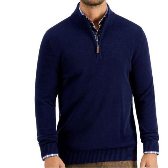 Men’s Clubroom Navy Blue 1/4 Zip Sweater Size L #golf - Picture 1 of 7